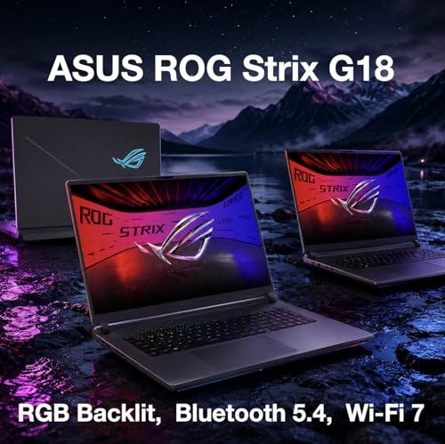 Image of ASUS ROG Strix G18 Gaming Laptop 18 inch 240Hz IPS WQXGA Display (Intel Ultra 9-275HX, GeForce RTX 5060 8GB, 64GB DDR5, 8TB PCIe SSD, RGB KB, Thunderbolt 4, Win 11 Home) w /Dockztorm Wireless Mouse
