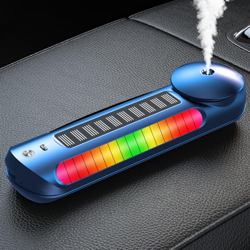 Image of Solar Smart Car Air Freshener, Car Diffuser with Auto On /Off, Aluminum Alloy, 3 Mode Adjustable, Built-in Battery, Ambient Light, Essential Oil Diffuser Car Accessories for Men Blue