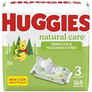 Sensitive Baby Wipes, Huggies Natural Care Baby Diaper Wipes, Unscented, Hypoallergenic, 99% Purified Water, 9 Flip-Top Packs (504 Wipes Total) (B07FRYYZ3N)