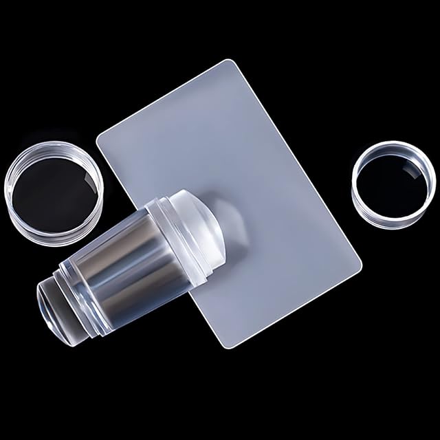 Sularpek Silicone Jelly Stamper, 1 Piece Double Sided Transparent Nail Art Stamper with Scraper for Nails Manicure Tools