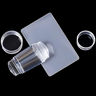 Sularpek Nail Art Stamper, 1Pcs Double Sided Nail Art Stamper, Clear Silicone Nail Stamper, with Scraper for DIY Nail Art ...