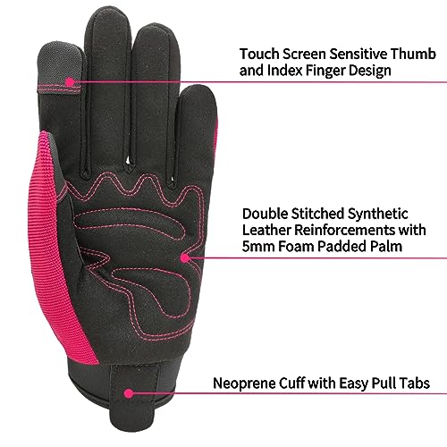 Guantes de jardinería anticaídas de cuero rosa a prueba de espinas para mujer 3