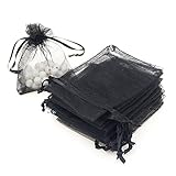 Aspire Bolsos de la Bolsa de Lazo de Organza 3 1/2 x 4 3/4 Pulgada Bolsa de Regalo/Bolsa de Favor de Partido 200 Piezas Black