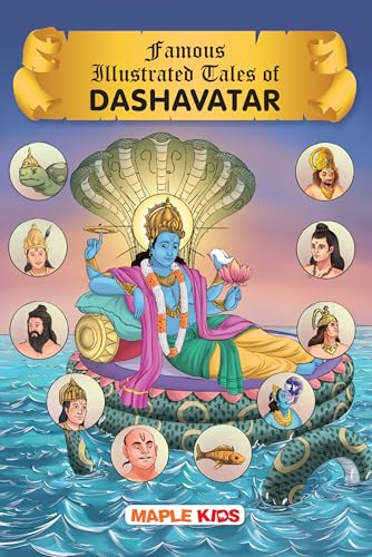Image of Dashavatar (Illustrated) - Mythology Story Book for Kids - Matsya, Kurma, Varaha, Narasimha, Vamana, Parashurama, Rama, Krishna, Buddha, Kalki - ... - Age 6+ - Read Aloud to Infants, Toddlers