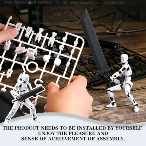 Image of 2Pcs Dummy 13 Action Figure, Desktop Display and Art Reference Model, Dynamic Poses for Collectors and Artists, Available in Black White and Red Black Color Options