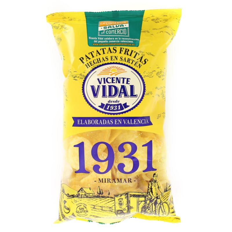 Expositor 8 Bolsas de Patatas | 8x150 g | Estilo Tradicional con Aceite de Girasol | Crujientes y Artesanas | Sabor Original y Auténtico | Apto para Vegetarianos y Sin Gluten