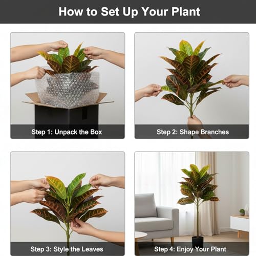 Image of Kayra Decor 6 Feet Artificial Croton Plant with Pot | Big Artificial Plants for Home Decor