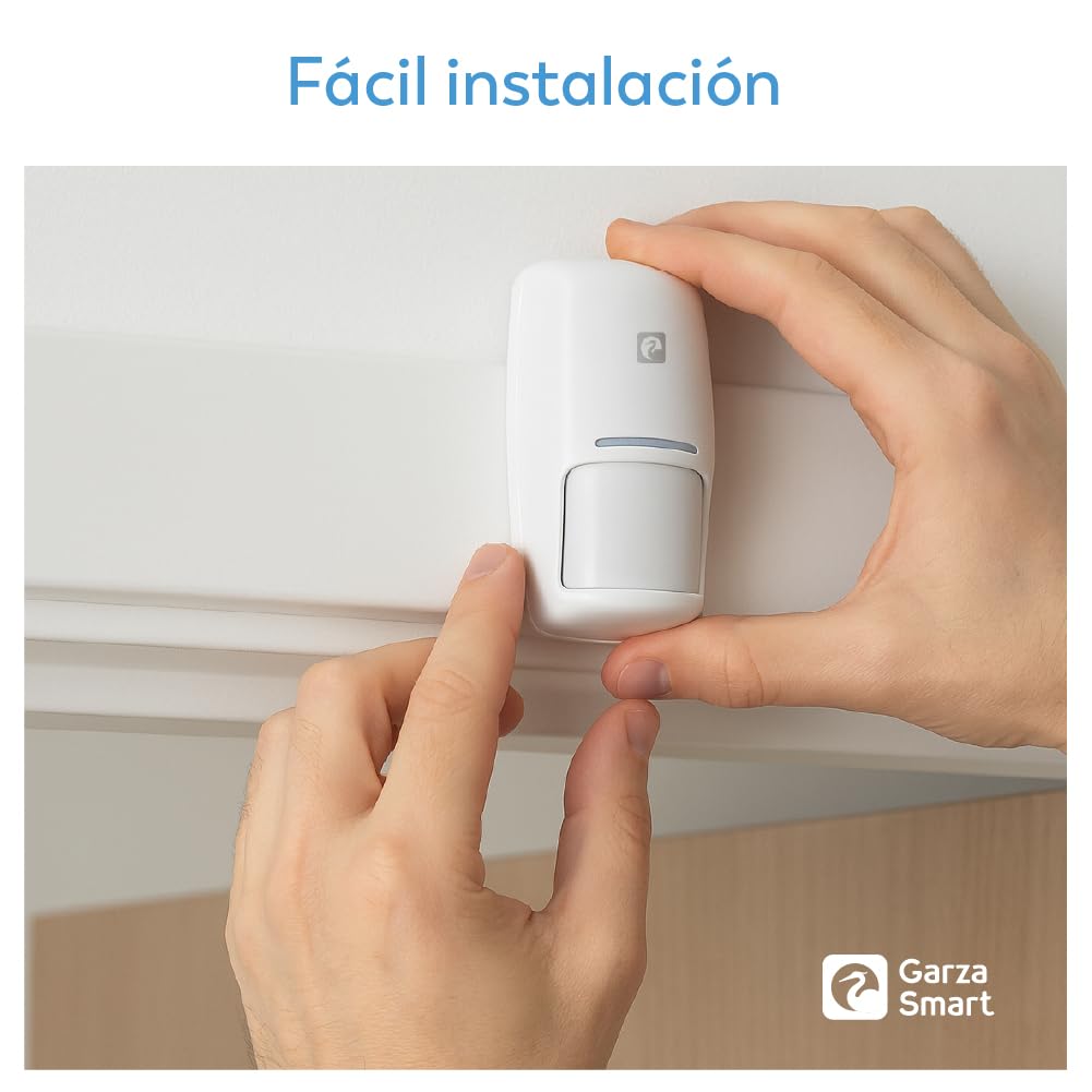 Garza Smart - Kit Sistema de Alarma Inteligente Wifi para el hogar, Sirena 120 dB, Sensor Movimiento y Apertura de Puertas/Ventanas, Alarma sin cuotas, Wifi 2,4 GHz, Control remoto a través de app