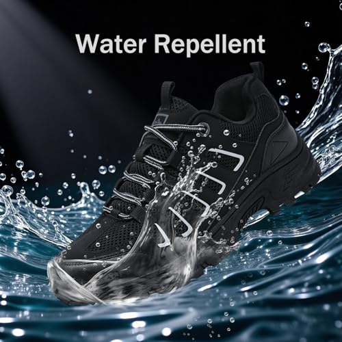 QUH Men's Hiking Shoes Outdoor Breathable Waterproof Non-Slip Low-top Sports Shoes for Fitness, Outdoor Camping, Walking4
