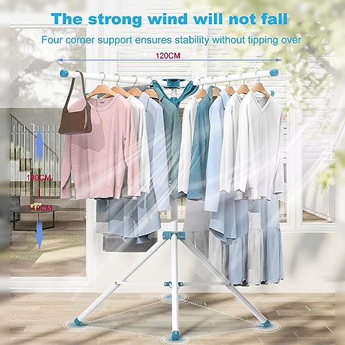 AISIR Clothes Airer Clothes Drying Rack Indoor Outdoor, Clothes Horse Laundry Racks Foldable with 4 Arms for Hangers, Adjustable Height 110-180cm. - Image 6