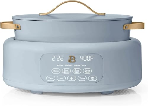 Hermosa olla eléctrica 10 en 1, capacidad de 6 cuartos de galón, 7 funciones preestablecidas, saltear, cocinar lentamente, estofar, vapor, apto para