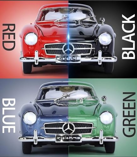 Image of Benz 300 SL Classic Car Model Zinc Alloy Pull Back Toy Car with Sound & Light, for Kids, Boys & Girls, Ages 3+ (Red)