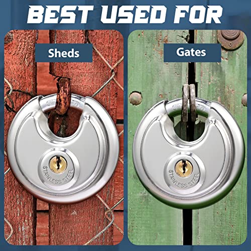 Image of Chumia 16 Pack Padlocks Keyed Alike, Stainless Steel 2-3 /4 Wide, 3 /8 Shackle Disc Locks for Outdoor, Storage Units, Garages, Gym Lockers(Silver)