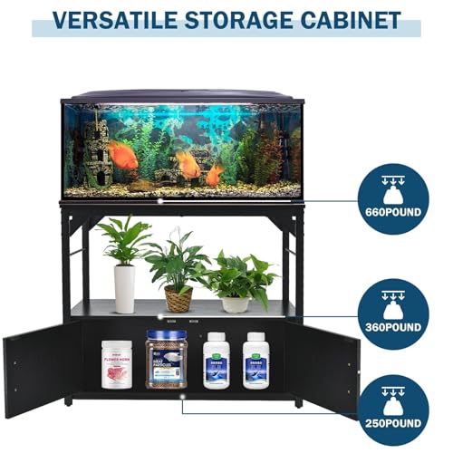 40 Gallon Fish Tank Stand Metal Frame Aquarium Stand with Storage Cabinet, Fish Tank with Stand for Fish Tank Accessories Storage for Fish Lovers, 660LBS Capacity Black 36.6" L*18.9" W Tabletop - Image 5