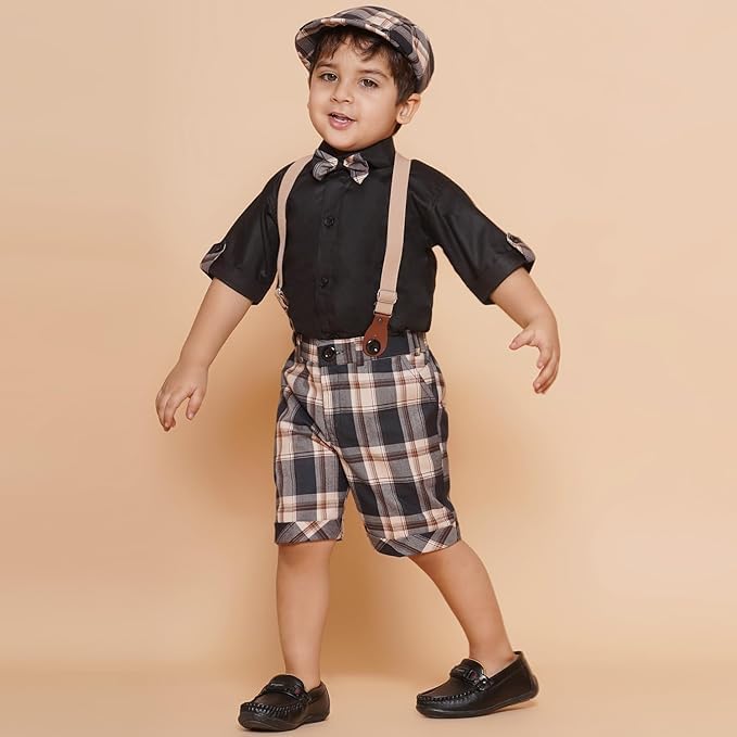Image of AJ DEZINES Kids Casual Wear Clothing Cotton Shirt Short Set For Boys