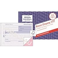 AVERY Zweckform 1711 Kassa-Eingang speziell für Österreich (A6 quer, 2x40 Blatt, selbstdurchschreibend mit farbigem Durchschlag, fälschungssicherer Dokumentendruck) weiß/rosa