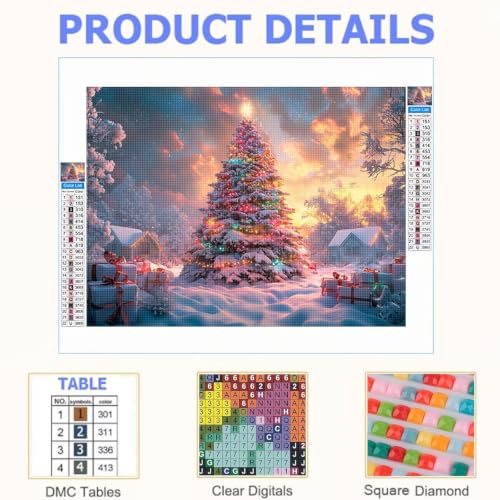 Peinture Diamant Arbre de Noël, Diamond Painting Adulte 70x50 cm T0-1038 – vue 3