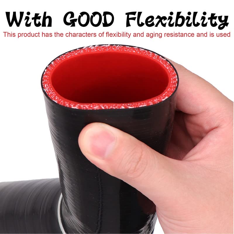 45 Degree Silicone Coupler Hose – 2 Inch ID, 51mm, Black-Red, With T-Clamp For Turbo/Intake