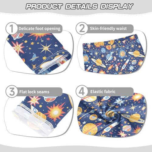 KLL Astronauts Constellations Planets Little Girls Legging Stretch High Waisted Pants Running3