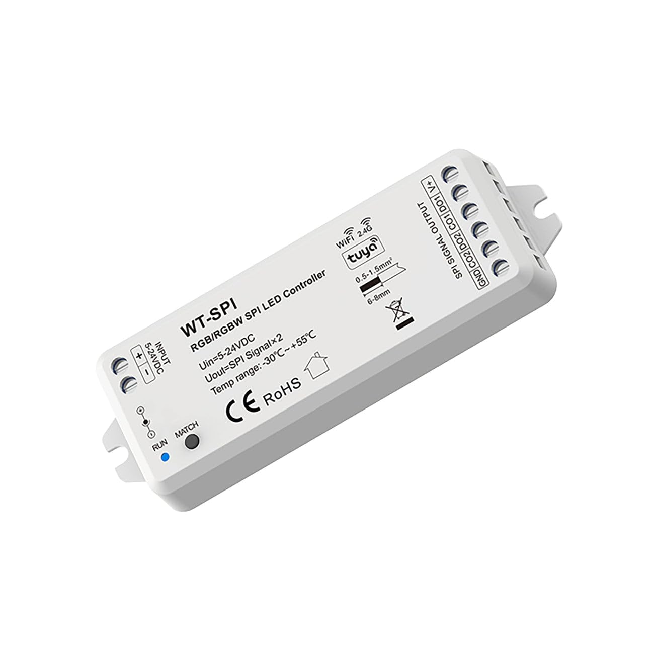 G.w.s Spi Rgb/Rgbw Dc 5V-24V Wifi & 2.4Ghz Rf Led Controller, For Rgb/ Spi Pixels Up To 1000, Tuya App Alexa Google Assistant Voice Control