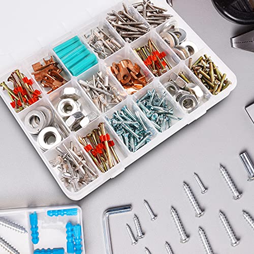 Image of Exptolii 18 Grids Plastic Organizer Box with Dividers, Clear Compartment Container Storage for Beads Crafts Jewelry Fishing Tackles, Size 7.9 x 6.2 x 1.2 in (Pack of 3)