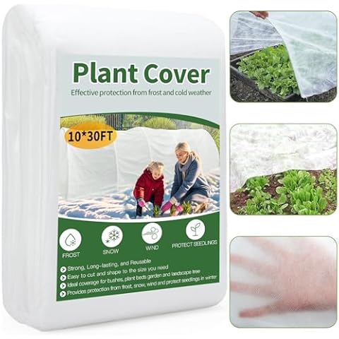 PIKAMAO Plant Covers Freeze Protection, 10x30 Ft Frost Cloths Blankets for Outdoor Plants Reusable Plant Covers for Vegetables Tree Raised Beds Fruit Outdoor Plants 1.03 oz/yd² (Without Hoop) Cover
