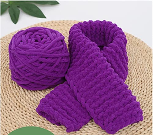 Image of Super Thick Fluffy Jumbo Polyester Baby Blanket Chenille Yarn For Knitting,Crochet&Home Decor Projects,Afghans,Throw Pillows,Cushions&Blankets -100 Gms 6Mm Thickness Colour Purple