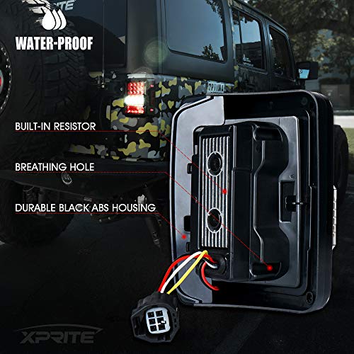 Image of Xprite 4D Clear LED Tail Lights Compatible with 2007-2018 Jeep Wrangler JK | Signal /Brake /Reverse /Running Light, EMC Build-In, ABS housing, PMMA Lens, Waterproof, DOT Approved, Plug N Play