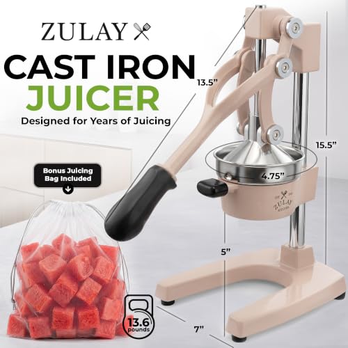 Image of Zulay Kitchen Cast Iron Juicer - Heavy Duty Manual Juicer with Detachable Strainers for Easy Cleaning, Orange Juice Press for Citrus Fruits, Perfect for Bartenders, Juice Lovers & Health Enthusiasts