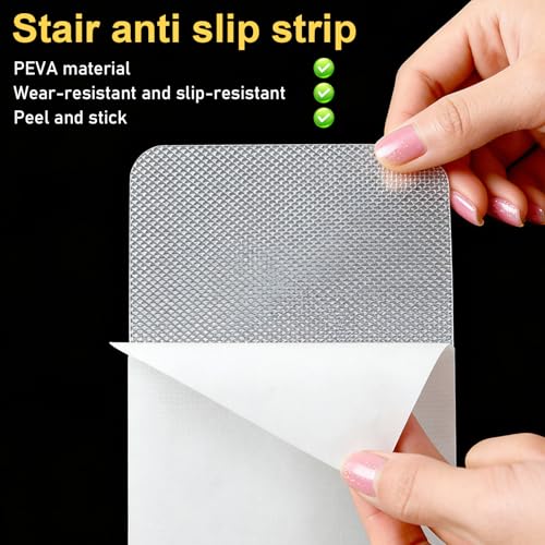 15 Stück Treppenstufen Matten Antirutsch, Selbstklebend & Wasserdicht (15 x 60 cm Transparent) | Antirutschmatte für Treppen, Rutschschutz Klebeband für Holzstufen, Marmor, Fliesen und alle Böden