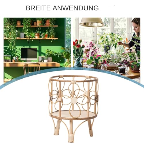 Support de pot tressé ajustable en rotin et bois pour salon rustique - 5