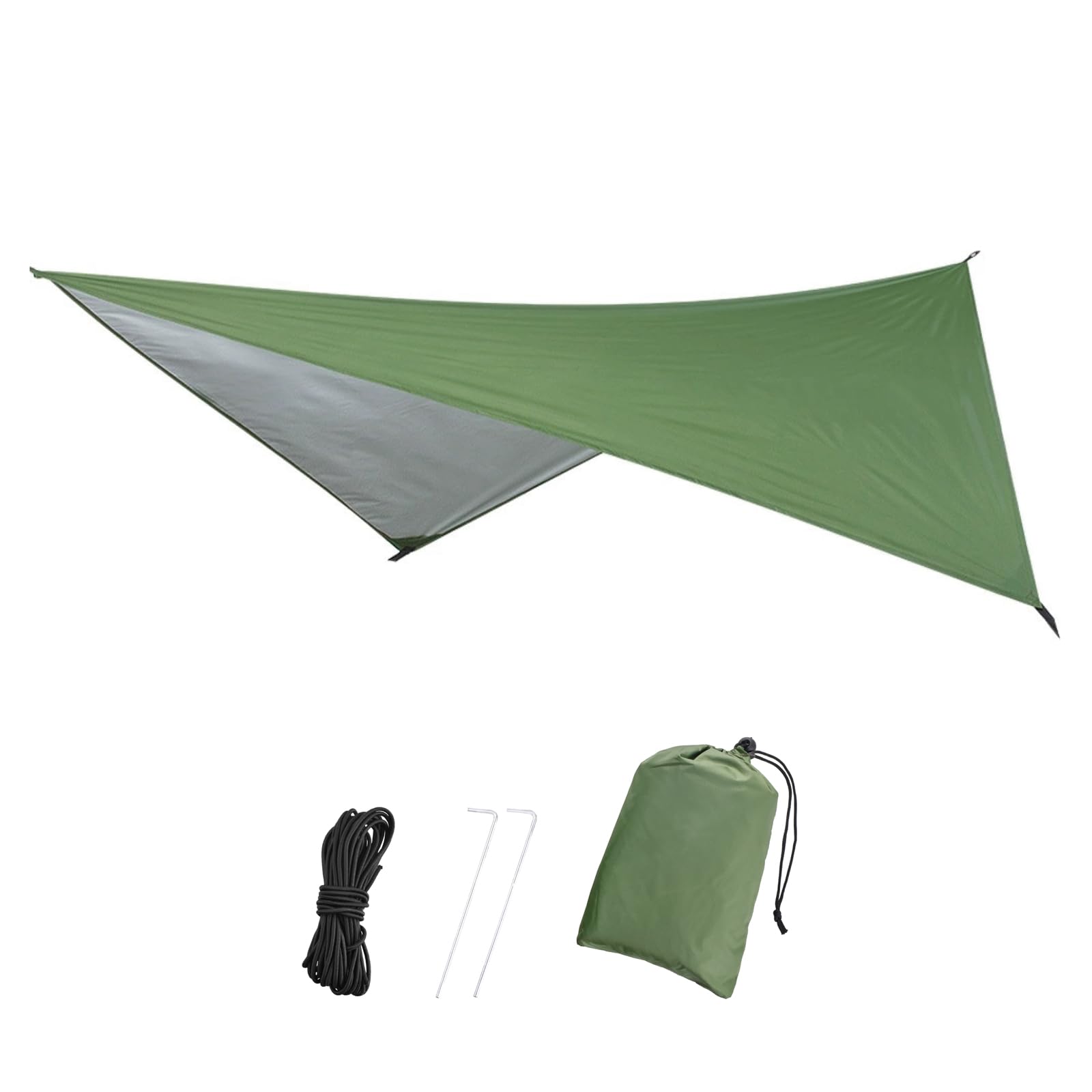 TRIWONDER Waterproof Camping Tarp Shelter Lightweight Hammock Rain Fly Tent Tarpaulin for Hiking Beach Picnic, Includes Pegs, Ropes, Carry Bag (Green, 230 x 140 cm) โ image 1