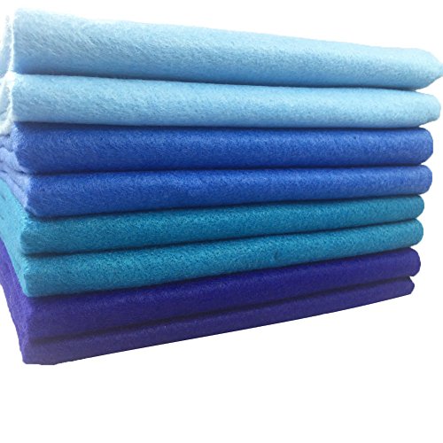 Image of 4pcs Thick 1.4mm Soft Felt Fabric Sheet Assorted Color Felt Pack DIY Craft Sewing Squares Nonwoven Patchwork (92x90cm Blue)