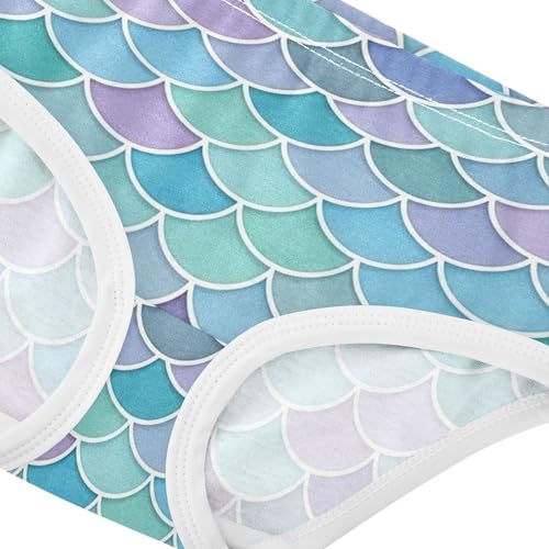 Toddler Underwear Floral 2t Cotton Little Girl Panties Fun Briefs Girls Undies Watercolor Mermaid Scales Blue4