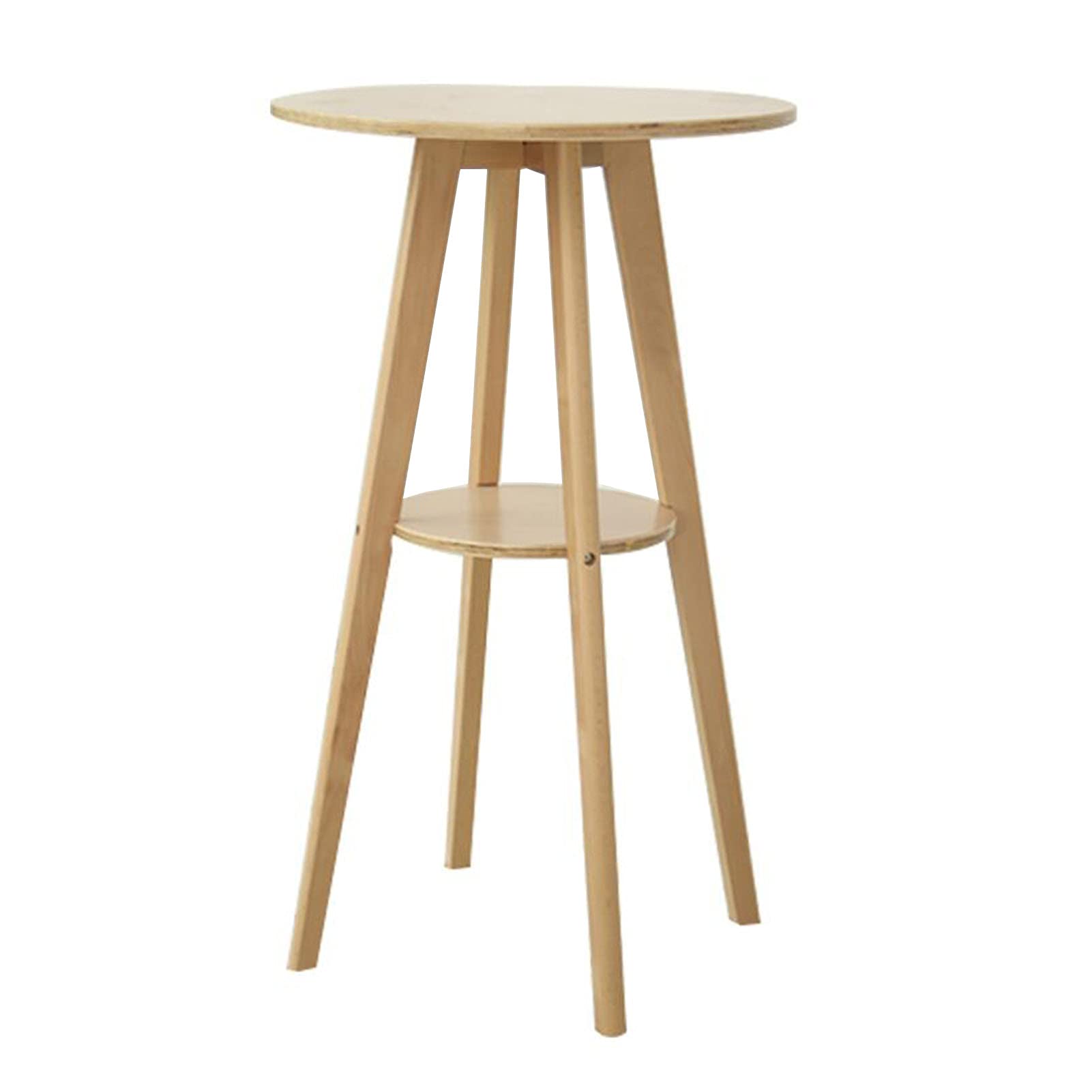 HAIZHENSide End Table Solid Wood Bar Table,2-Layer Round Side Table,Counter Height Dining Room Table, 2 Colors for Living Room Bedroom(Size:23.62 * 23.62 * 39.37in,Color:Wood)