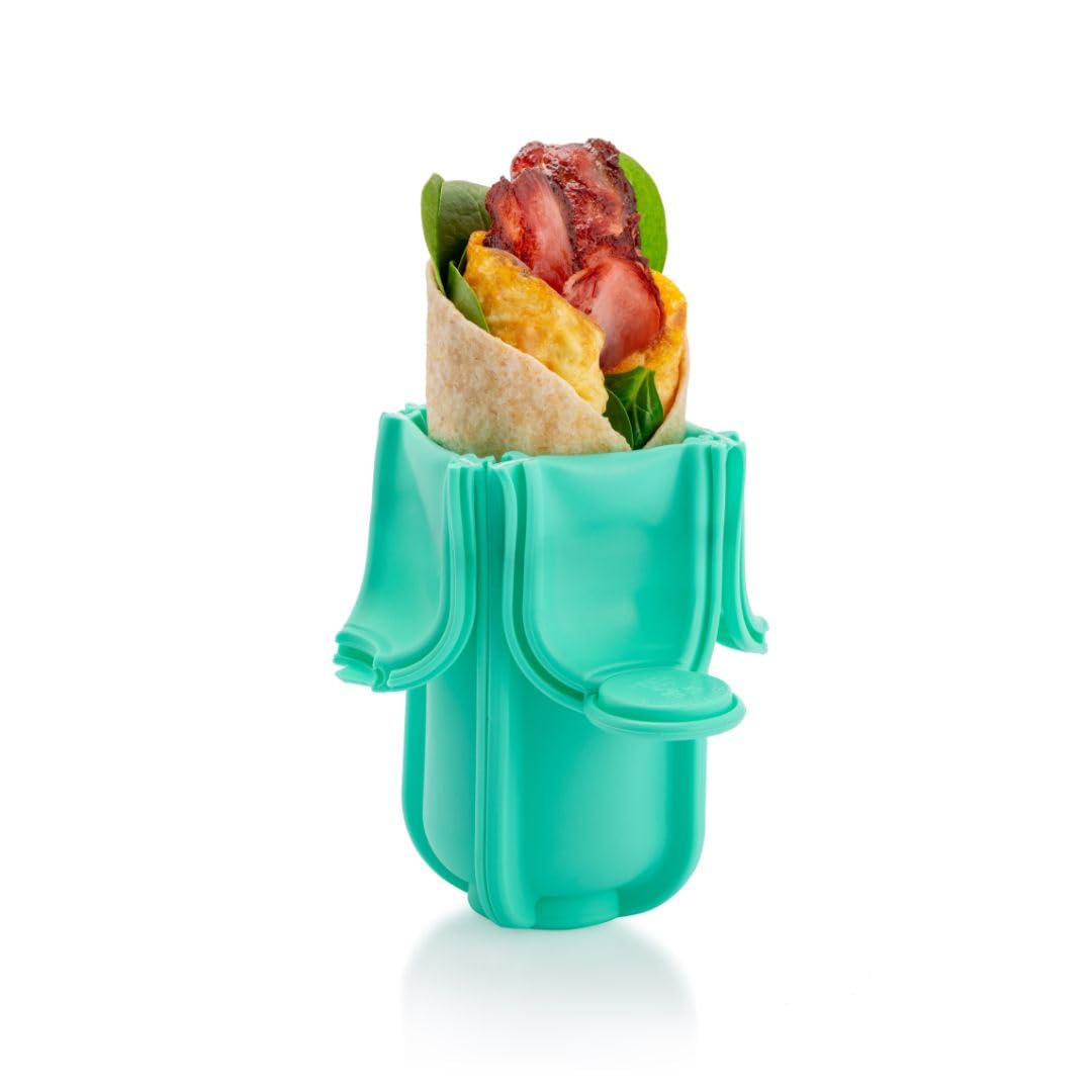 Aqua Wrap'd Reusable Silicone Lunch Burrito Flatbread Wrap Holder Container Alternative to Beeswax Wraps Cling Wrap