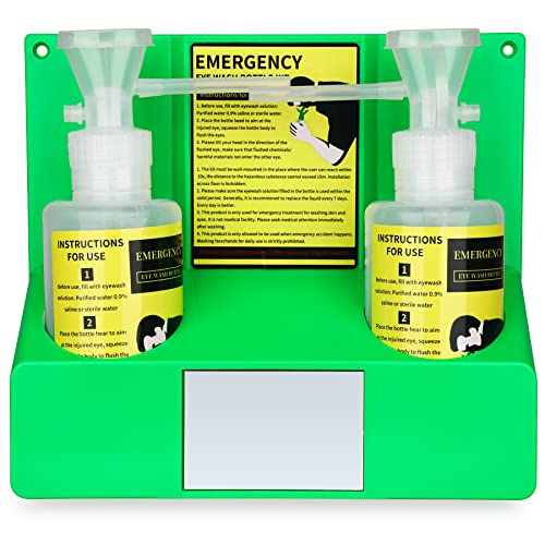 Zhiuguzilla Portable Eye Wash Station | Emergency Eye Wash Kit | Portable Emergency Eyewash Stations | Wall Mounted Eyewash Station With Double 500Ml Empty Bottles （Blue） #TOP7
