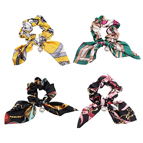 OOSAKU Set 4 Fasce Elastiche Per Capelli Con Fiori Per Bambine – Morbido Nylon, Elastico 20-23 Cm, Accessori Per Neonati, Regalo Con Confezione - 2