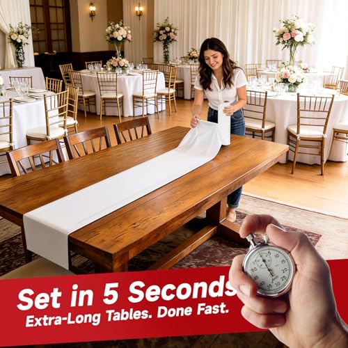 Image of Plastic Table Cloth, 110 Ft X 54 in White Disposable Tablecloth PEVA Plastic Tablecloth Roll with Any Cut Sliding Cutters Premium Table Cover Roll for Everyday Tables, Meals, Parties, Crafts, Picnics