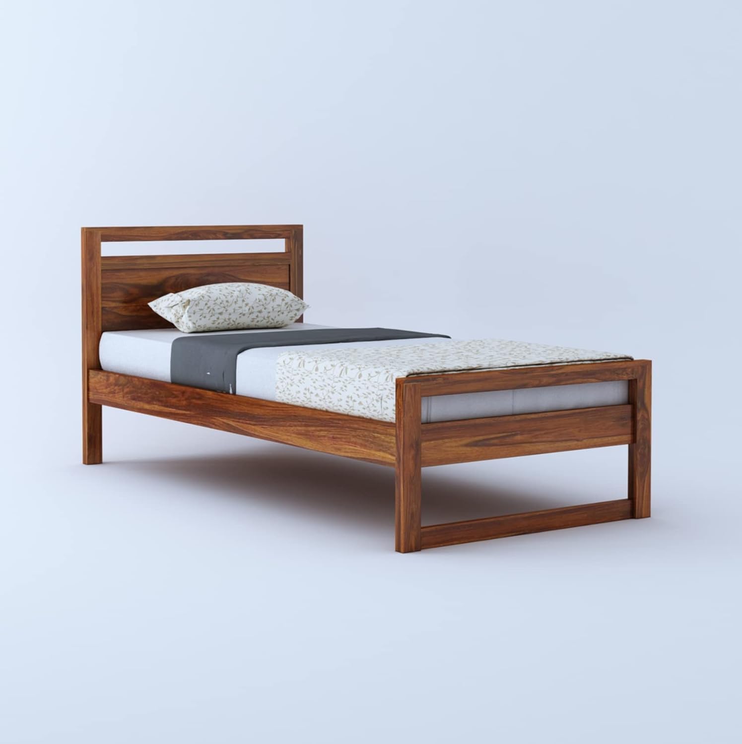 Wudniture Solid Sheesham Wood Single Bed Withour Storage for Living Room and Bedroom (6.5x4)-image-31