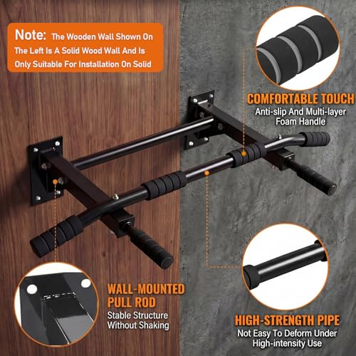 Image of Pull Up Bar Wall Mounted - Multifunctional Wall Mounted Pull Up Bar for Home Gym