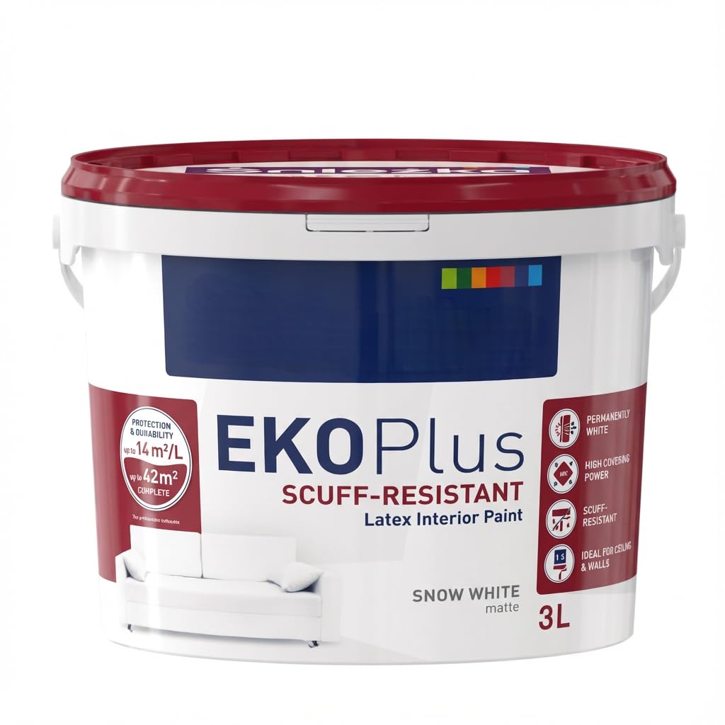 TRANS - PAL White Latex Interior Paint 3L – Durable, Scrubbable, Smooth Coverage for Walls & Ceilings