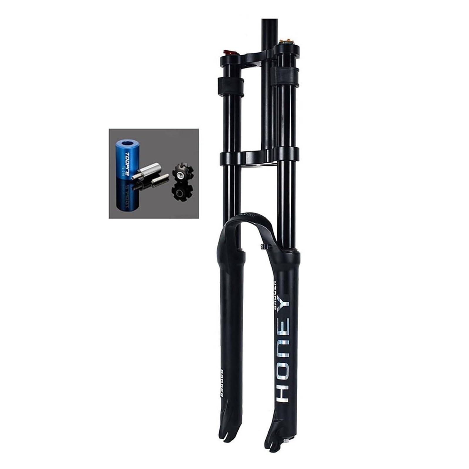 Zawieszony przedni widelec rowerowy 1 ~ 1/8'' z regulacją ramion, kompatybilny z 26, 27,5 i 29 cali MTB regulowany nacisk powietrza, części zamienne w zestawie, skok 160 mm, a