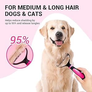 MIU-COLOR-Pet-Grooming-Brush-2-Sided-Undercoat-Rake-for-Dogs-Cats-Professional-Deshedding-Brush-and-Dematting-Tool-Effective-Removing-Knots-Mats-Tangles-for-Cats-Dogs-Extra-Wide-Pink - Cucciolini Doodles   MIU-COLOR-Pet-Grooming-Brush-2-Sided-Undercoat-Rake-for-Dogs-Cats-Professional-Deshedding-Brush-and-Dematting-Tool-Effective-Removing-Knots-Mats-Tangles-for-Cats-Dogs-Extra-Wide-Pink