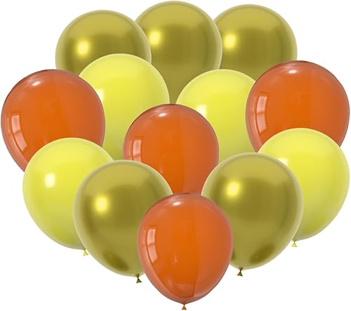 JODIDI 60 globos de látex de 12 pulgadas en amarillo, naranja y dorado, perfectos para el día de Acción de Gracias, Halloween, graduaciones,