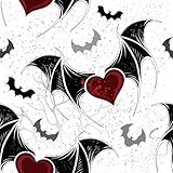 LACHEERY Cute Bat Wallpaper Stick and Peel Black White Grey Peel and Stick Wallpaper Removable Decorative Contact Paper for Bathroom Walls Cabinets Kids Halloween Decor Red Heart Sticker 17.5'x80'
