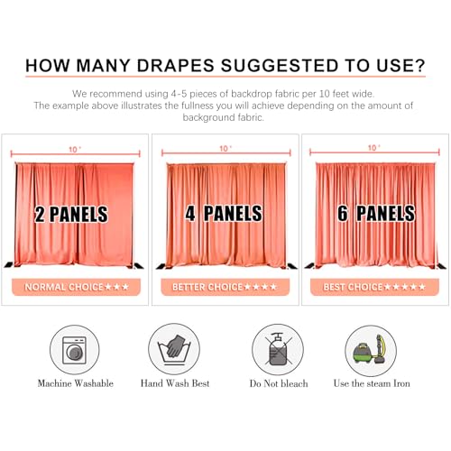 Image of 2 Panels Red Backdrop Curtain, 10 x 10 Feet Polyester Background Curtains for Parties, Weddings, Baby Showers, Halloween, Christmas, Birthday Party Photoshoot Backdrop Curtains Decorations