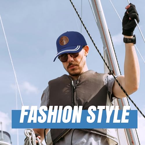 Image of Captain and First Mate Hat for Men Women, Cool Gifts for Boat Owners or Costume, White /Blue