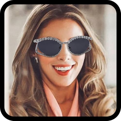 Woeoe Rhinestone Sunglasses for Women Bling Sun Glasses2