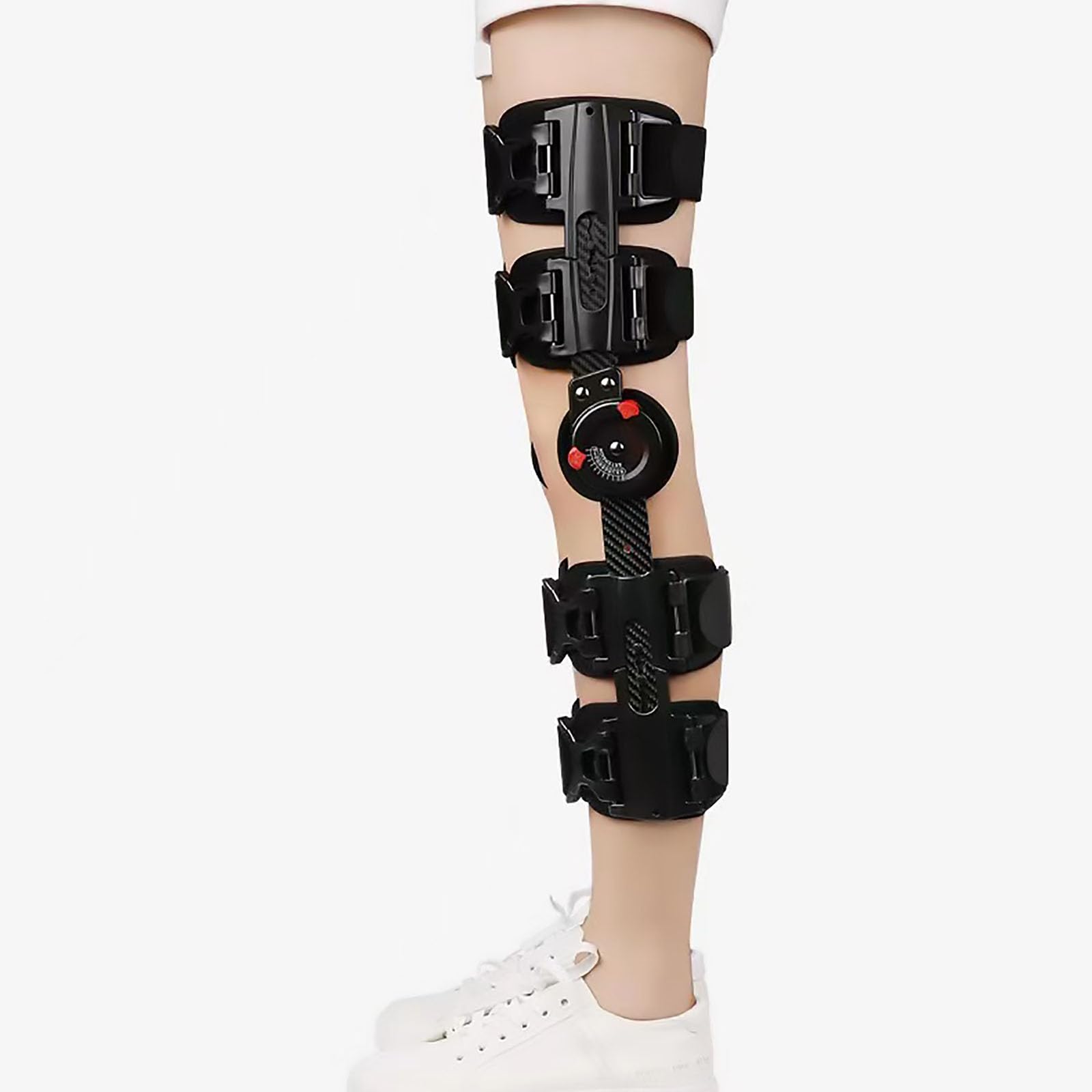 HAILM Rodillera con Bisagras, Fibra Carbono Liviana, Curvada Ángulo Ajustable, Órtesis Soporte Rodilla, para Estabilización Recuperación, Lesiones ACL, MCL, PCL, Mujeres y Hombres